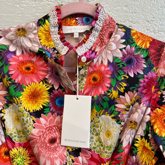 Borgo De Nor Multicolored Cotton Demi Dress in Over the Rainbow Dress Sz. 12 NWT - Picture 3 of 8